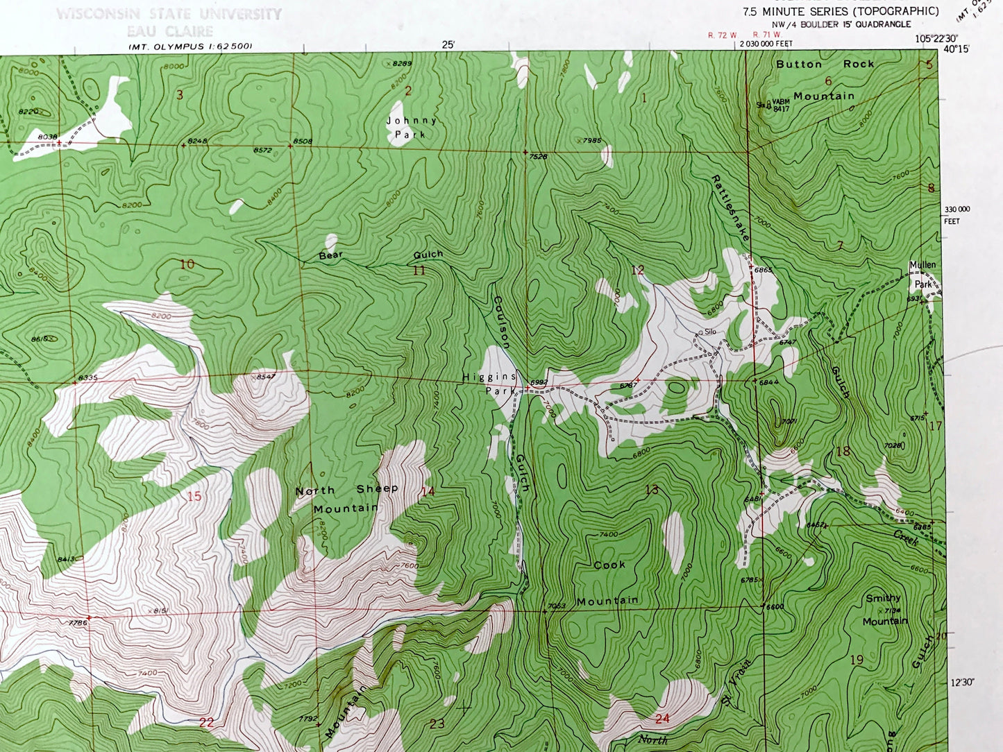 Antique Raymond, Colorado 1957 US Geological Survey Topographic Map – Boulder County, Riverside, Peaceful Valley, Gresham, Balarat, CO