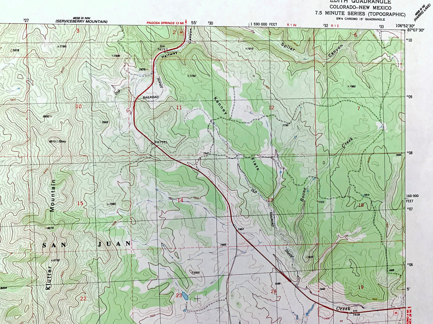Antique Edith, Colorado 1984 US Geological Survey Topographic Map – Archuleta County, San Juan National Forest, CO, Rio Arriba County, NM