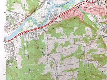 Antique Endicott, New York 1969 US Geological Survey Topographic Map – Broome, Tioga County, Union, Owego, Vestal, Endwell, Twin Orchard, NY