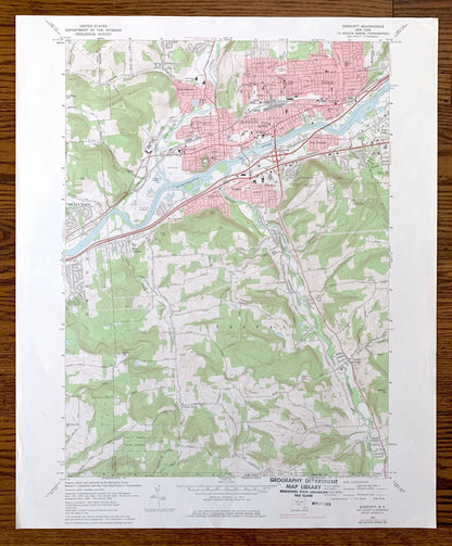 Antique Endicott, New York 1969 US Geological Survey Topographic Map – Broome, Tioga County, Union, Owego, Vestal, Endwell, Twin Orchard, NY