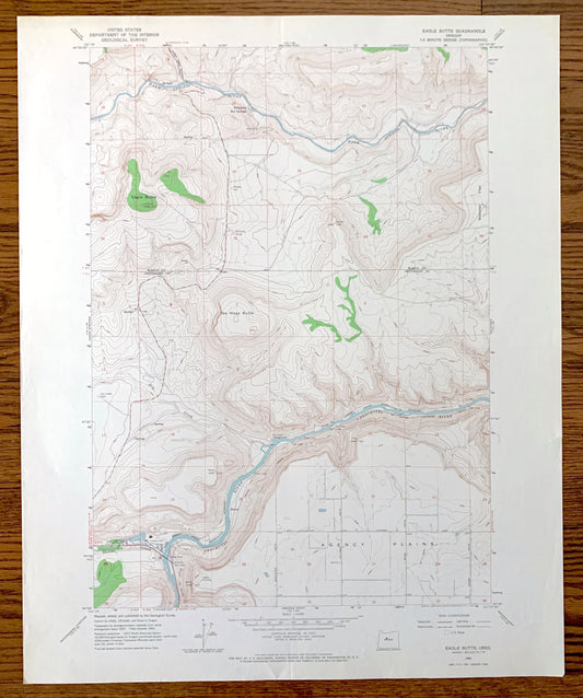 Antique Eagle Butte, Oregon 1962 US Geological Survey Topographic Map – Wasco, Jefferson County, Kahneeta Hot Springs, Agency Plains, OR