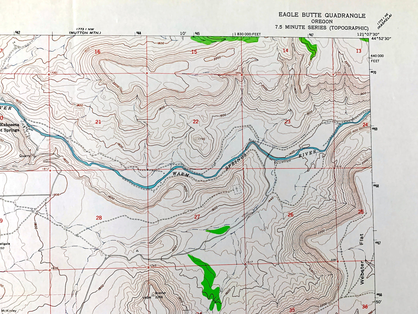 Antique Eagle Butte, Oregon 1962 US Geological Survey Topographic Map – Wasco, Jefferson County, Kahneeta Hot Springs, Agency Plains, OR