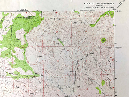 Antique Eldorado Pass, Oregon 1972 US Geological Survey Topographic Map – Baker, Malheur County, Whitman National Forest, OR