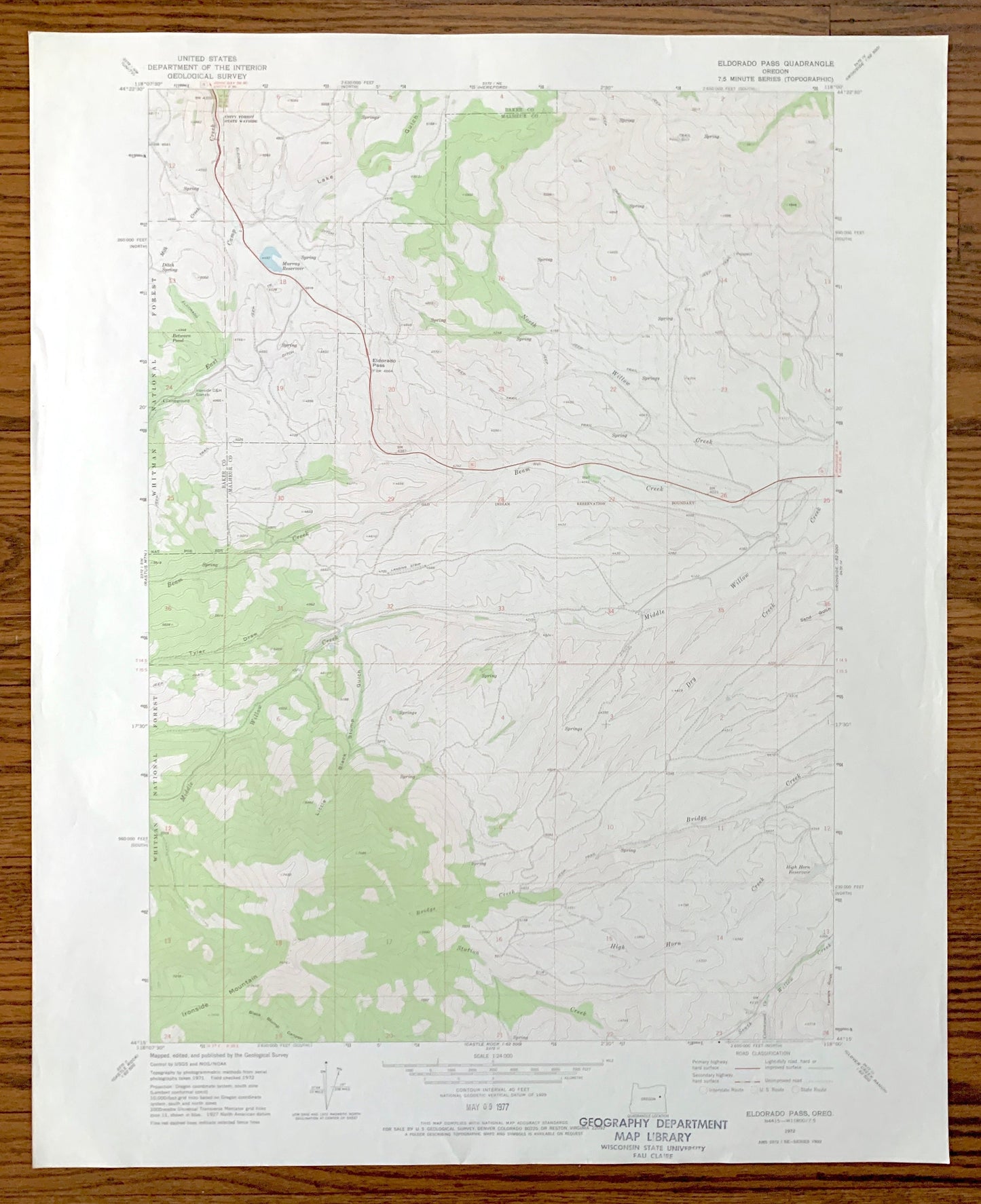 Antique Eldorado Pass, Oregon 1972 US Geological Survey Topographic Map – Baker, Malheur County, Whitman National Forest, OR