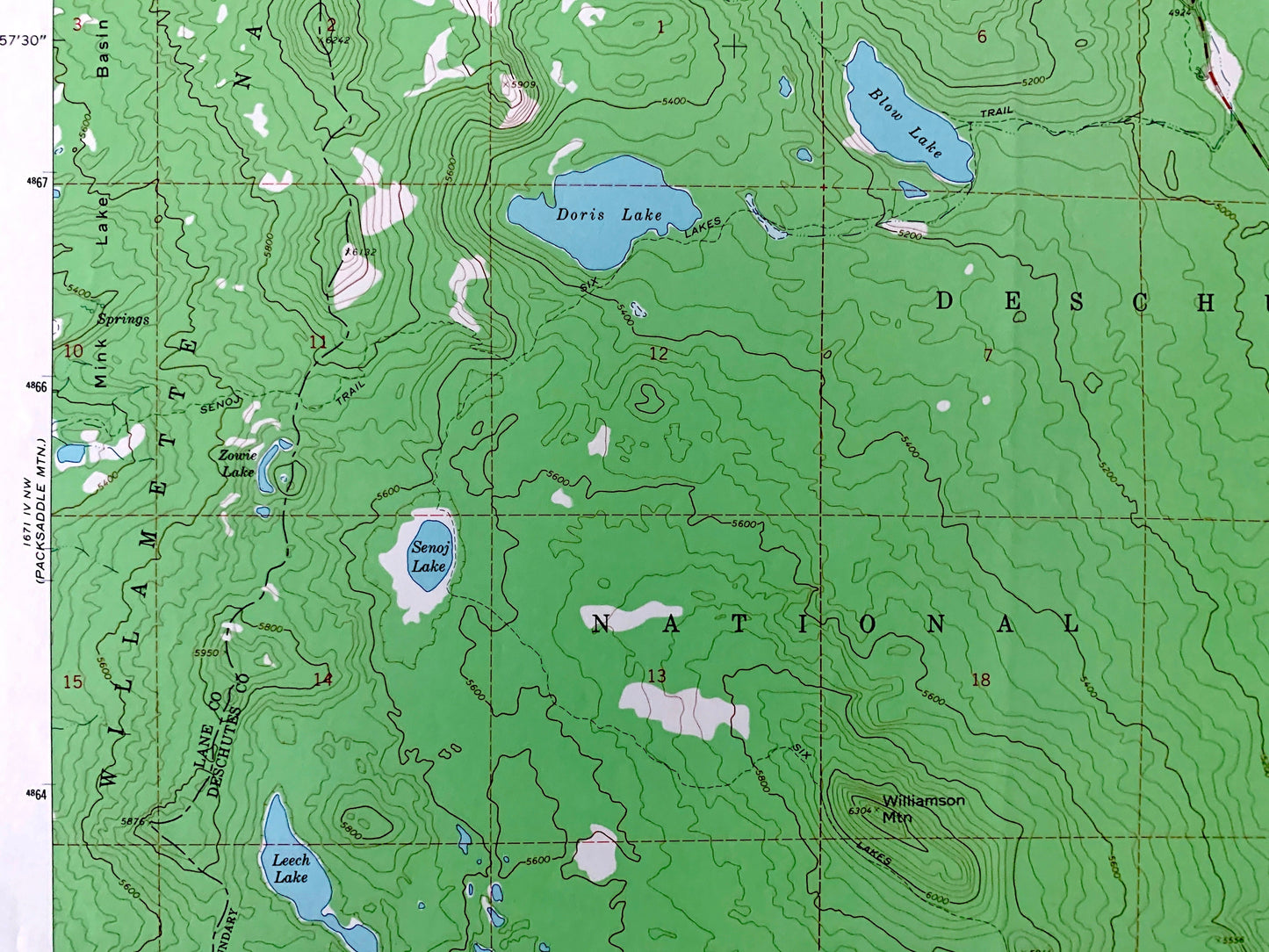 Antique Elk Lake, Oregon 1963 US Geological Survey Topographic Map – Lane, Deschutes County, Deschutes National Forest, Hosmer Lake, OR
