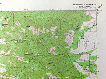 Antique Elkhorn Peak, Oregon 1972 US Geological Survey Topographic Map – Baker County, Whitman National Forest, Elkhorn Ridge, OR