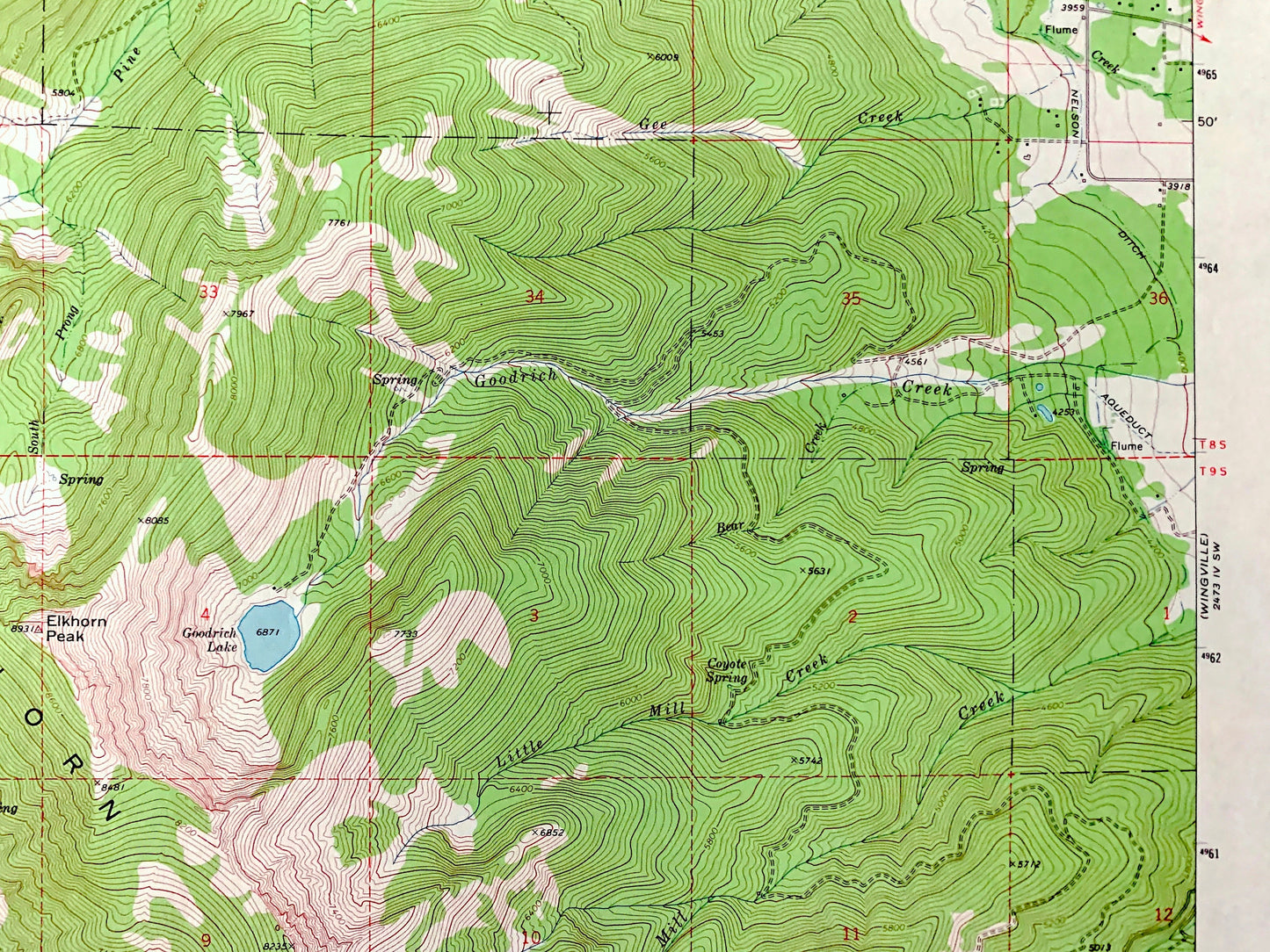 Antique Elkhorn Peak, Oregon 1972 US Geological Survey Topographic Map – Baker County, Whitman National Forest, Elkhorn Ridge, OR