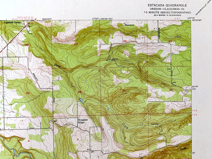 Antique Estacada, Oregon 1954 US Geological Survey Topographic Map – Clackamas County, Eagle Creek, Douglas Ridge, Currinsville, Faraday, OR