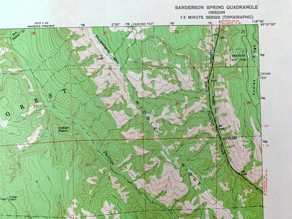 Antique Sanderson Spring, Oregon 1963 US Geological Survey Topographic Map – Umatilla, Union County, Grande Ronde Valley, Colt Canyon, OR