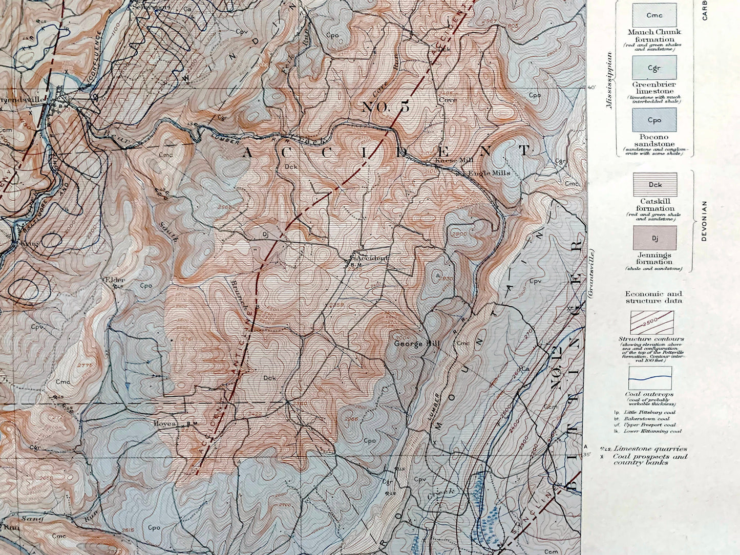 Antique Accident, Maryland 1908 US Geological Survey Topographic Map – Selbysport, Sang Run, McHenry Friendsville Deep Creek Pennsylvania MD