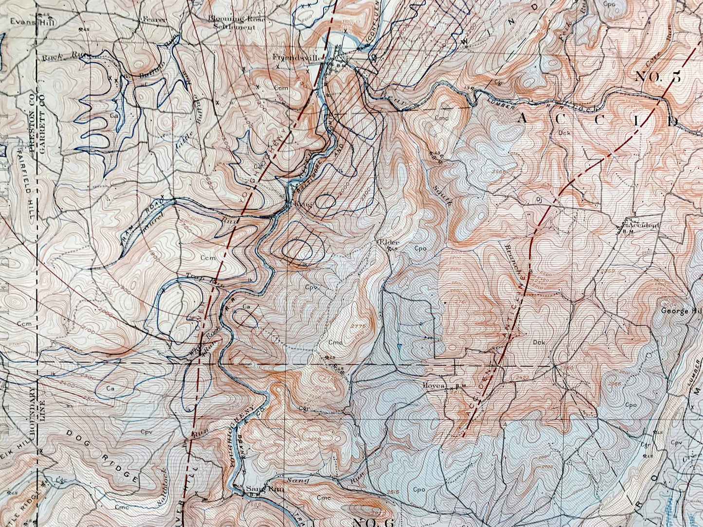 Antique Accident, Maryland 1908 US Geological Survey Topographic Map – Selbysport, Sang Run, McHenry Friendsville Deep Creek Pennsylvania MD