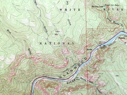 Antique Shoshone, Colorado 1961 US Geological Survey Topographic Map – White River National Forest, Glenwood Canyon, Colorado River, CO