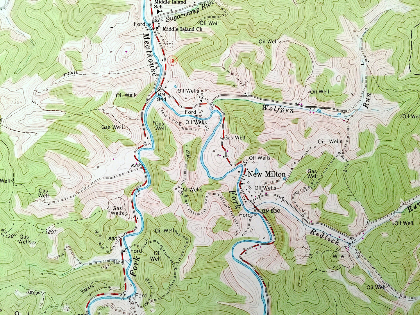 Antique New Milton, West Virginia 1965 US Geological Survey Topographic Map –  Lewis, Doddridge County, Cove, Freemans Creek, Leopold, WV