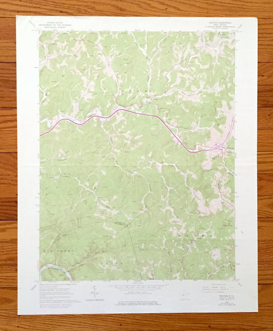Antique Newton, West Virginia 1966 US Geological Survey Topographic Map – Roane, Kanawha, Clay County, Henry, Ovapa, Pigeon, Wallback, WV