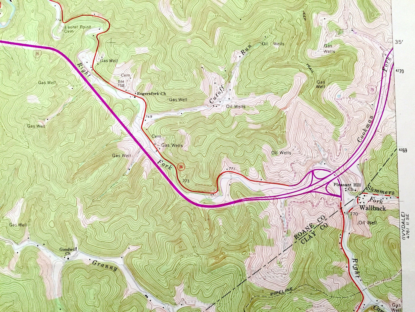 Antique Newton, West Virginia 1966 US Geological Survey Topographic Map – Roane, Kanawha, Clay County, Henry, Ovapa, Pigeon, Wallback, WV