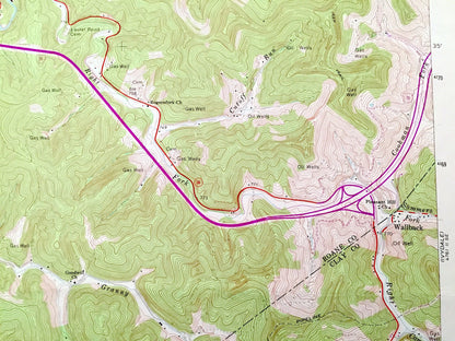 Antique Newton, West Virginia 1966 US Geological Survey Topographic Map – Roane, Kanawha, Clay County, Henry, Ovapa, Pigeon, Wallback, WV