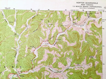 Antique Newton, West Virginia 1966 US Geological Survey Topographic Map – Roane, Kanawha, Clay County, Henry, Ovapa, Pigeon, Wallback, WV