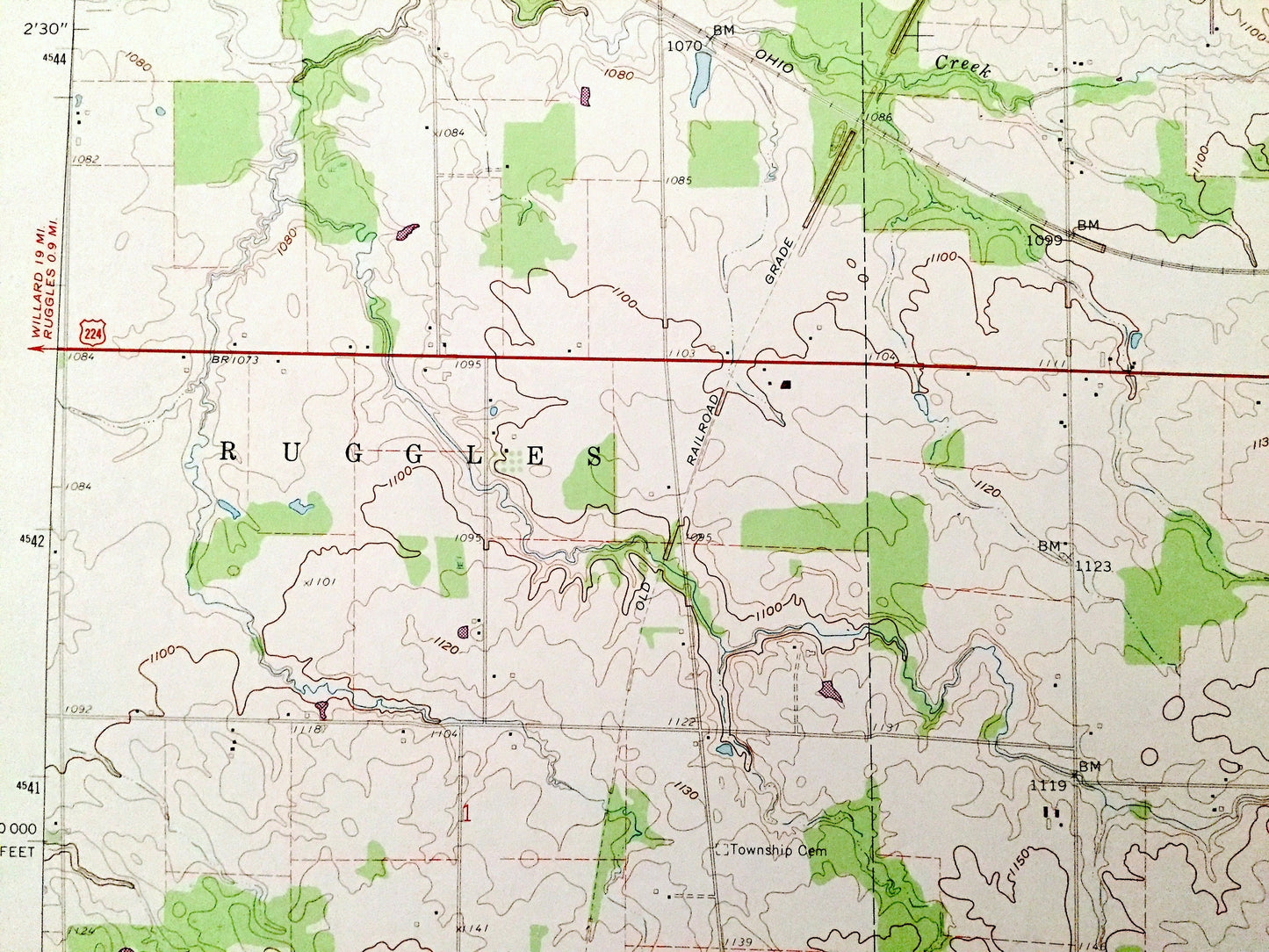 Antique Nova, Ohio 1960 US Geological Survey Topographic Map – Ashland, Lorain, Huron County, Ruggles, Troy, New London, Rochester, OH