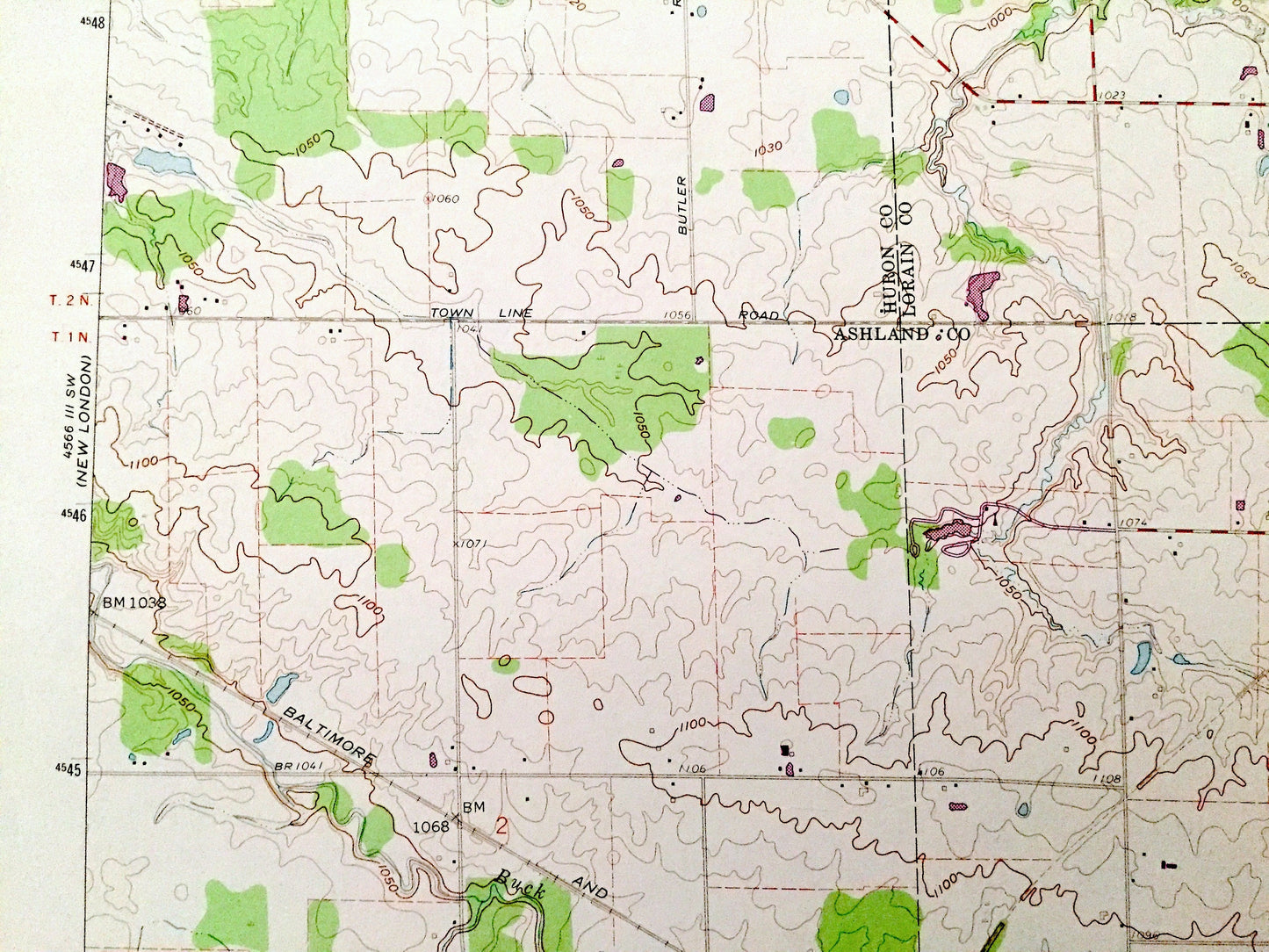 Antique Nova, Ohio 1960 US Geological Survey Topographic Map – Ashland, Lorain, Huron County, Ruggles, Troy, New London, Rochester, OH