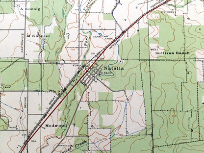 Antique Natalia, Texas 1929 US Geological Survey Topographic Map – Medina, Frio, Bexar, Atascosa County, Lytle, Devine, Bigfoot, Moore, TX
