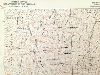 Antique Mauna Kea, Hawaii 1930 US Geological Survey Topographic Map – Hamakua, North Hilo District, Waikamakapo, Umikoa, Dairy, Puu, HI