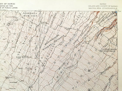 Antique Mauna Kea, Hawaii 1930 US Geological Survey Topographic Map – Hamakua, North Hilo District, Waikamakapo, Umikoa, Dairy, Puu, HI