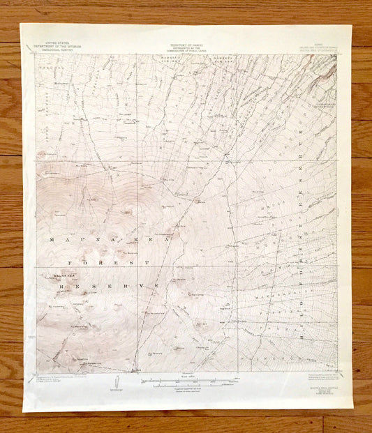 Antique Mauna Kea, Hawaii 1930 US Geological Survey Topographic Map – Hamakua, North Hilo District, Waikamakapo, Umikoa, Dairy, Puu, HI