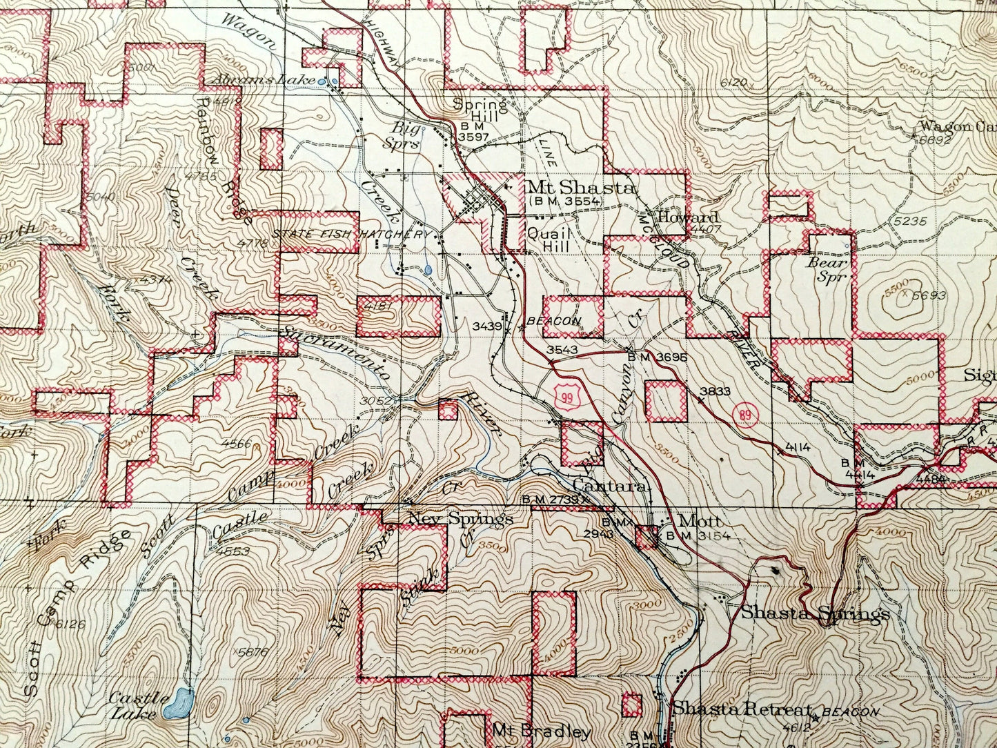 Antique Dunsmuir, California 1935 US Geological Survey Topographic Map – Mt Shasta, Siskiyou County, Trinity Range, Weed, McCloud, Cascade