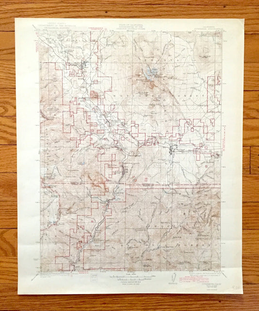 Antique Dunsmuir, California 1935 US Geological Survey Topographic Map – Mt Shasta, Siskiyou County, Trinity Range, Weed, McCloud, Cascade