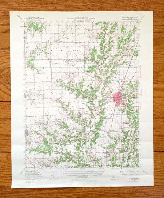 Antique Effingham, Illinois 1950 US Geological Survey Topographic Map – Shelby County, Altamont, Shumway, Lake Sara, Funkhouser, Sigel, IL