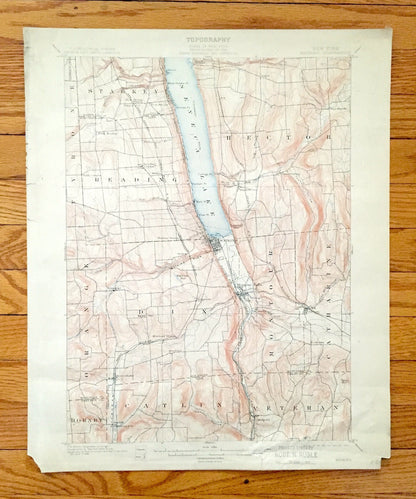 Antique Watkins Glen, New York 1901 US Geological Survey Topographic Map – Schuyler County, Montour, Catlin, Hornby, Hector, Reading NY