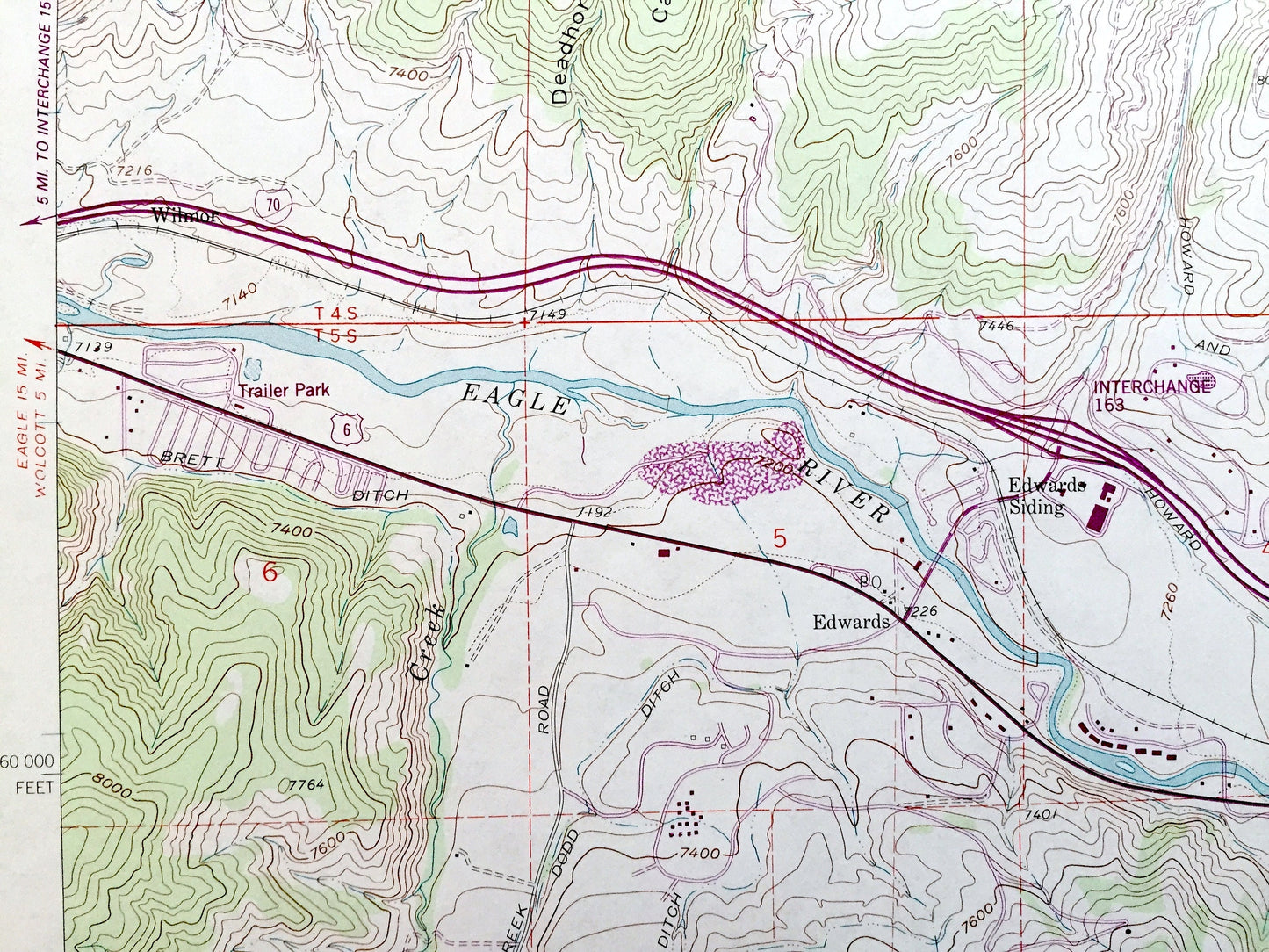 Antique Edwards, Colorado 1962 US Geological Survey Topographic Map – White River National Forest, Eagle County, Rockies, Eagle River, CO