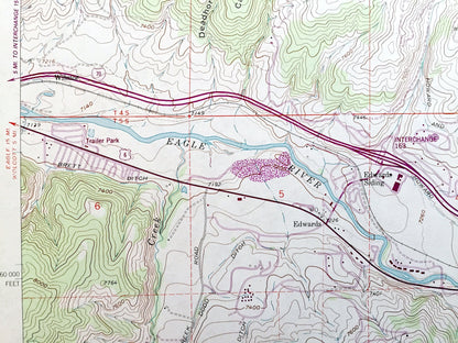 Antique Edwards, Colorado 1962 US Geological Survey Topographic Map – White River National Forest, Eagle County, Rockies, Eagle River, CO