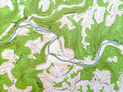 Antique Majorsville, West Virginia 1959 US Geological Survey Topographic Map – Marshall County, Pleasant Valley, Lone Oak Beelers Station WV