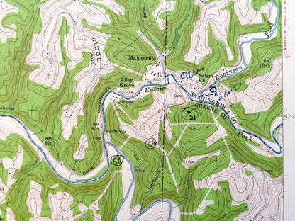 Antique Majorsville, West Virginia 1959 US Geological Survey Topographic Map – Marshall County, Pleasant Valley, Lone Oak Beelers Station WV
