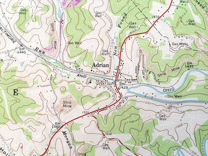 Antique Adrian, West Virginia 1966 US Geological Survey Topographic Map – Upshur, Lewis County, Atlas, French Creek, Frenchton, Lake, WV