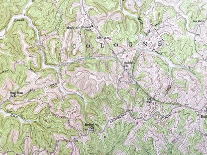 Antique Mount Alto, West Virginia 1958 US Geological Survey Topographic Map –  Arbuckle, Leon, Rollins, Harvey Chapel, Union, Baden, WV OH