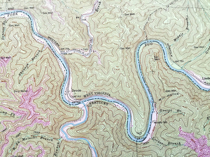 Antique Majestic, West Virginia 1964 US Geological Survey Topographic Map – Phelps, Stopover, Woodman, Lindsey, Mingo, Pike County, WV KY Va