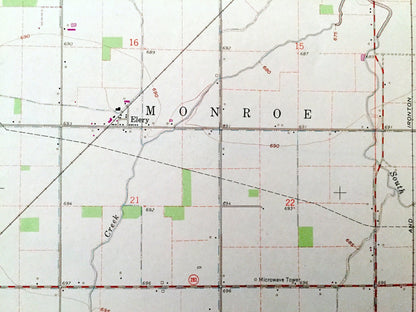 Antique Malinta, Ohio 1960 US Geological Survey Topographic Map – Holgate, Marion, Monroe, Elery, Flatrock, Napoleon, Shunk, Grelton OH