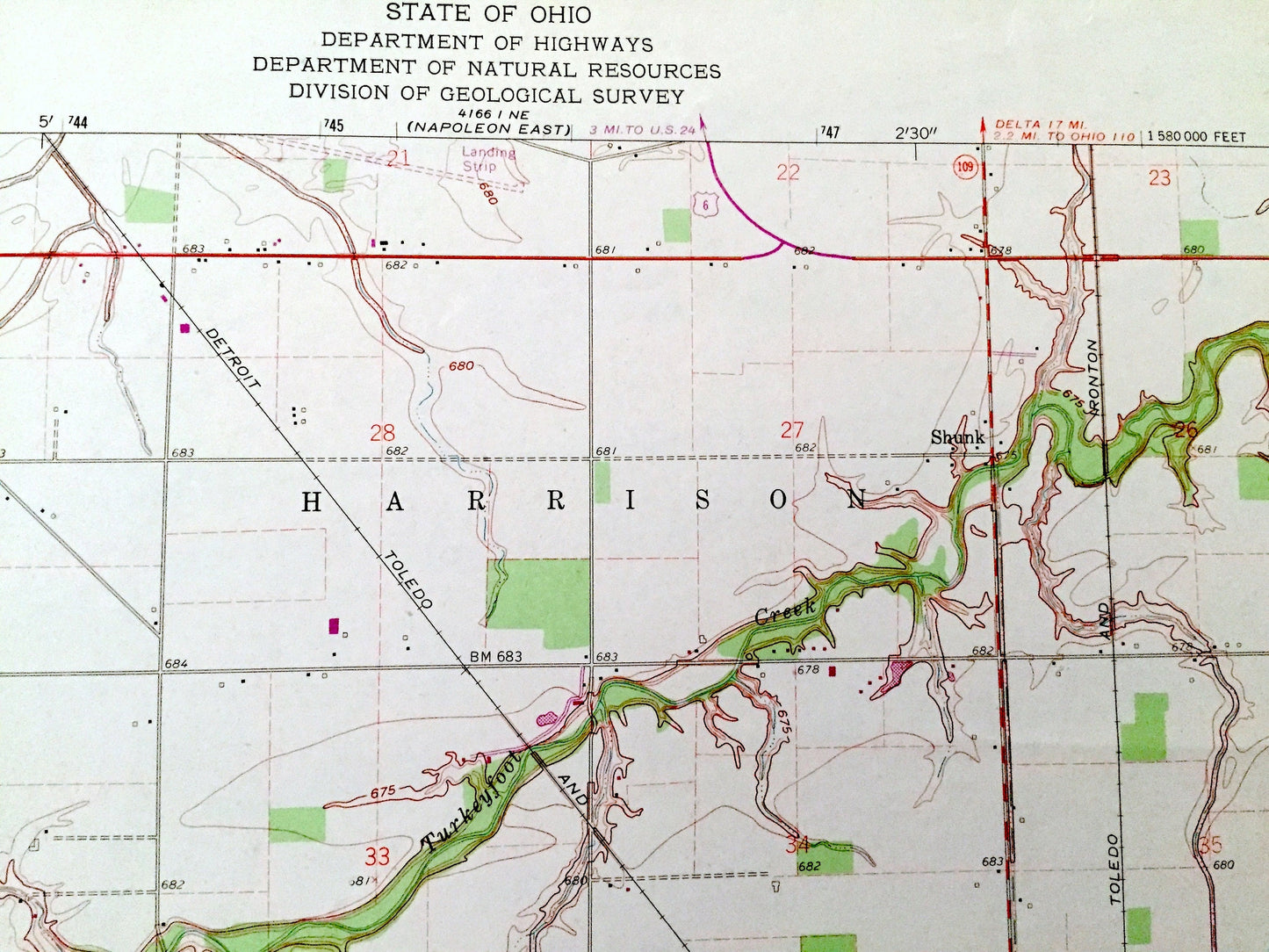 Antique Malinta, Ohio 1960 US Geological Survey Topographic Map – Holgate, Marion, Monroe, Elery, Flatrock, Napoleon, Shunk, Grelton OH