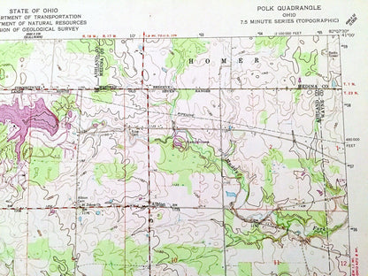 Antique Polk, Ohio 1961 US Geological Survey Topographic Map – Ashland, Medina, Wayne County, Redhaw, Perry, Montgomery, Cinnamon Lake, OH