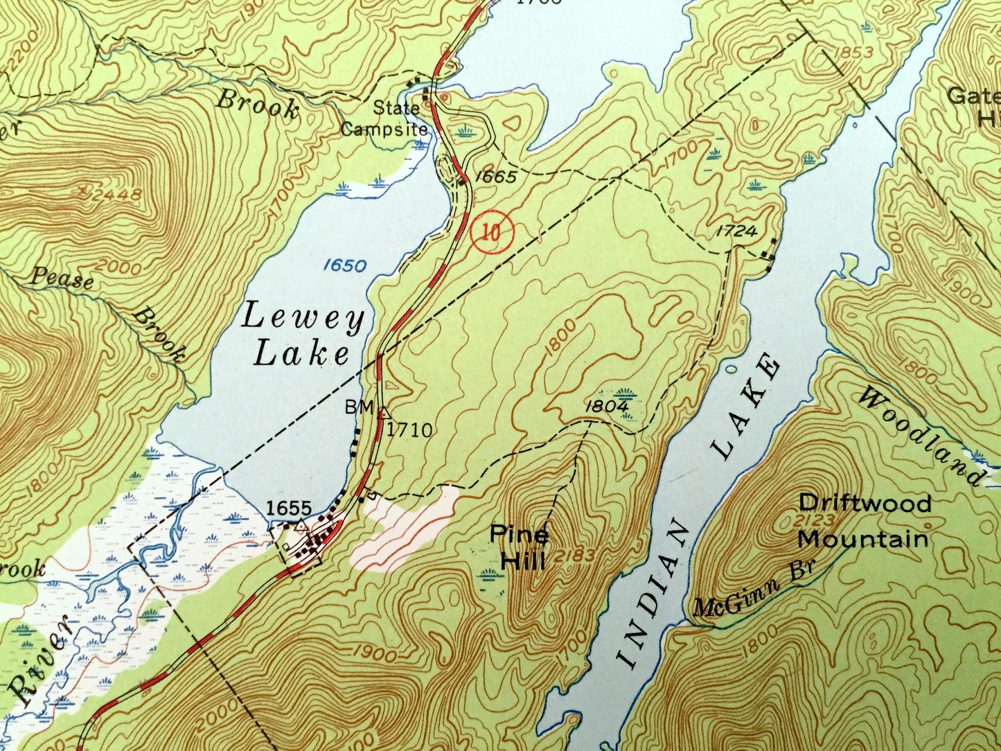 Antique Indian Lake, New York 1954 US Geological Survey Topographic Map – Adirondacks, Pleasant Lake, Wells, Sabael, Hamilton County, Cedar