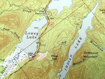 Antique Indian Lake, New York 1954 US Geological Survey Topographic Map – Adirondacks, Pleasant Lake, Wells, Sabael, Hamilton County, Cedar