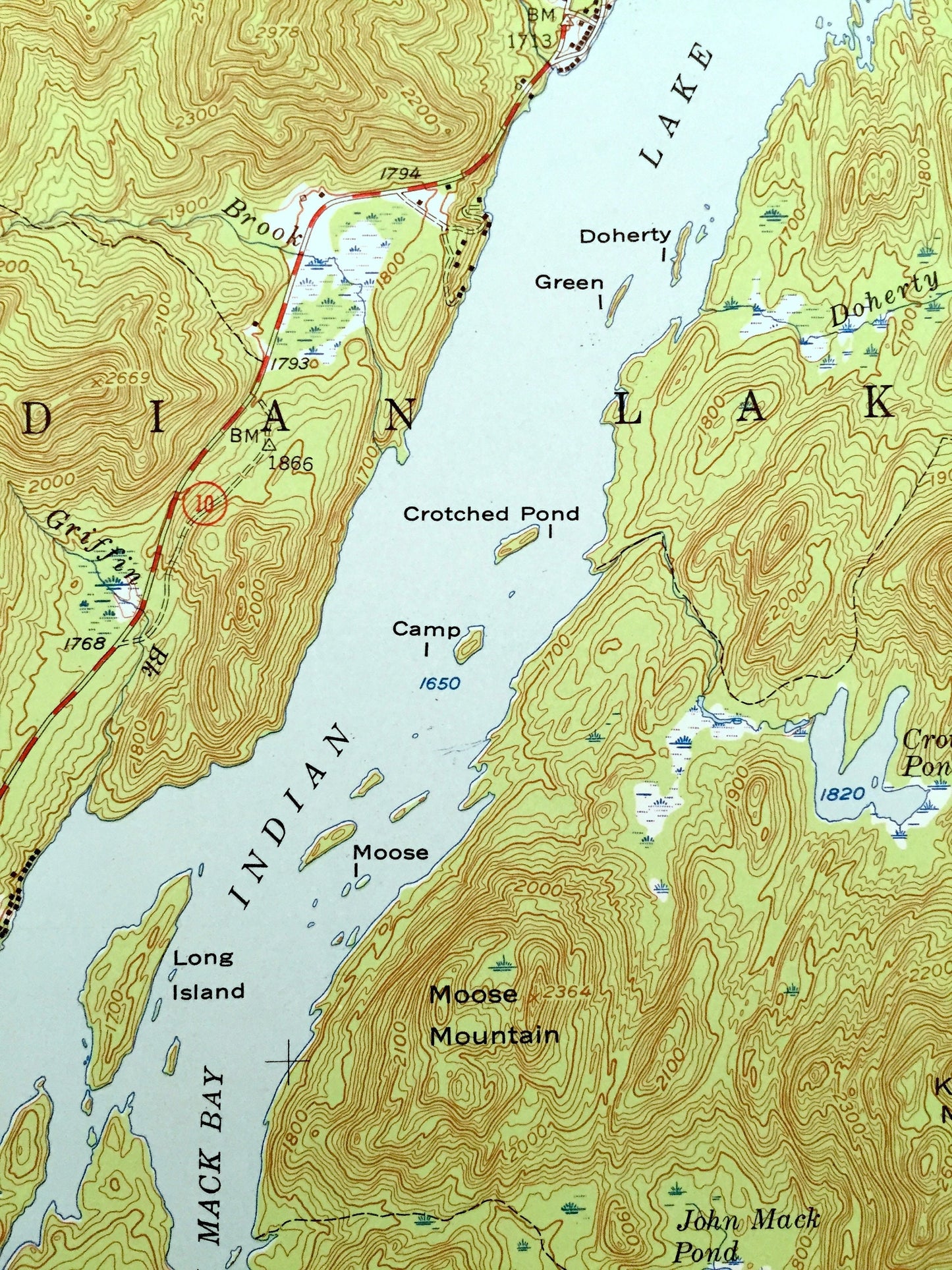 Antique Indian Lake, New York 1954 US Geological Survey Topographic Map – Adirondacks, Pleasant Lake, Wells, Sabael, Hamilton County, Cedar