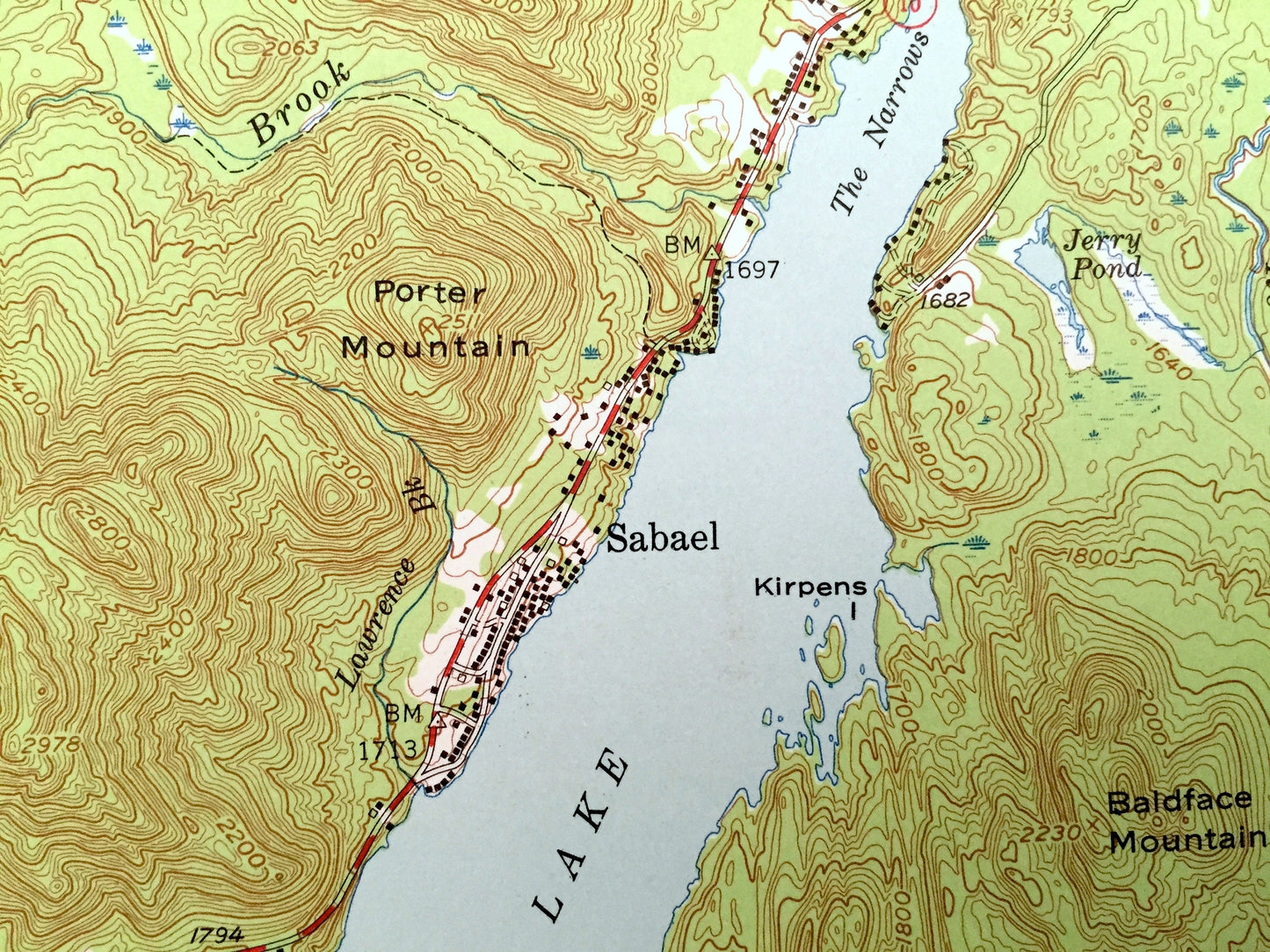 Antique Indian Lake, New York 1954 US Geological Survey Topographic Map – Adirondacks, Pleasant Lake, Wells, Sabael, Hamilton County, Cedar