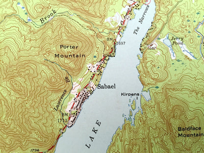 Antique Indian Lake, New York 1954 US Geological Survey Topographic Map – Adirondacks, Pleasant Lake, Wells, Sabael, Hamilton County, Cedar