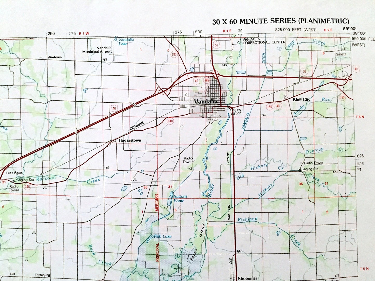 Antique Carlyle Lake, Illinois 1985 US Geological Survey Topographic Map – Madison, St Clair, Clinton, Bond, Fayette, Marion County, IL