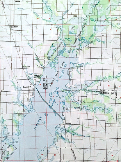 Antique Carlyle Lake, Illinois 1985 US Geological Survey Topographic Map – Madison, St Clair, Clinton, Bond, Fayette, Marion County, IL