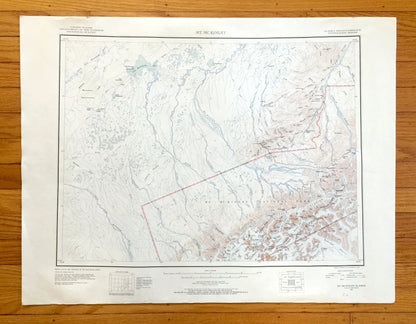 Antique Mount McKinley, Alaska 1952 US Geological Survey Topographic Map – Denali National Park, Chulitna, Nenana, Mt Deception, Glaciers AK