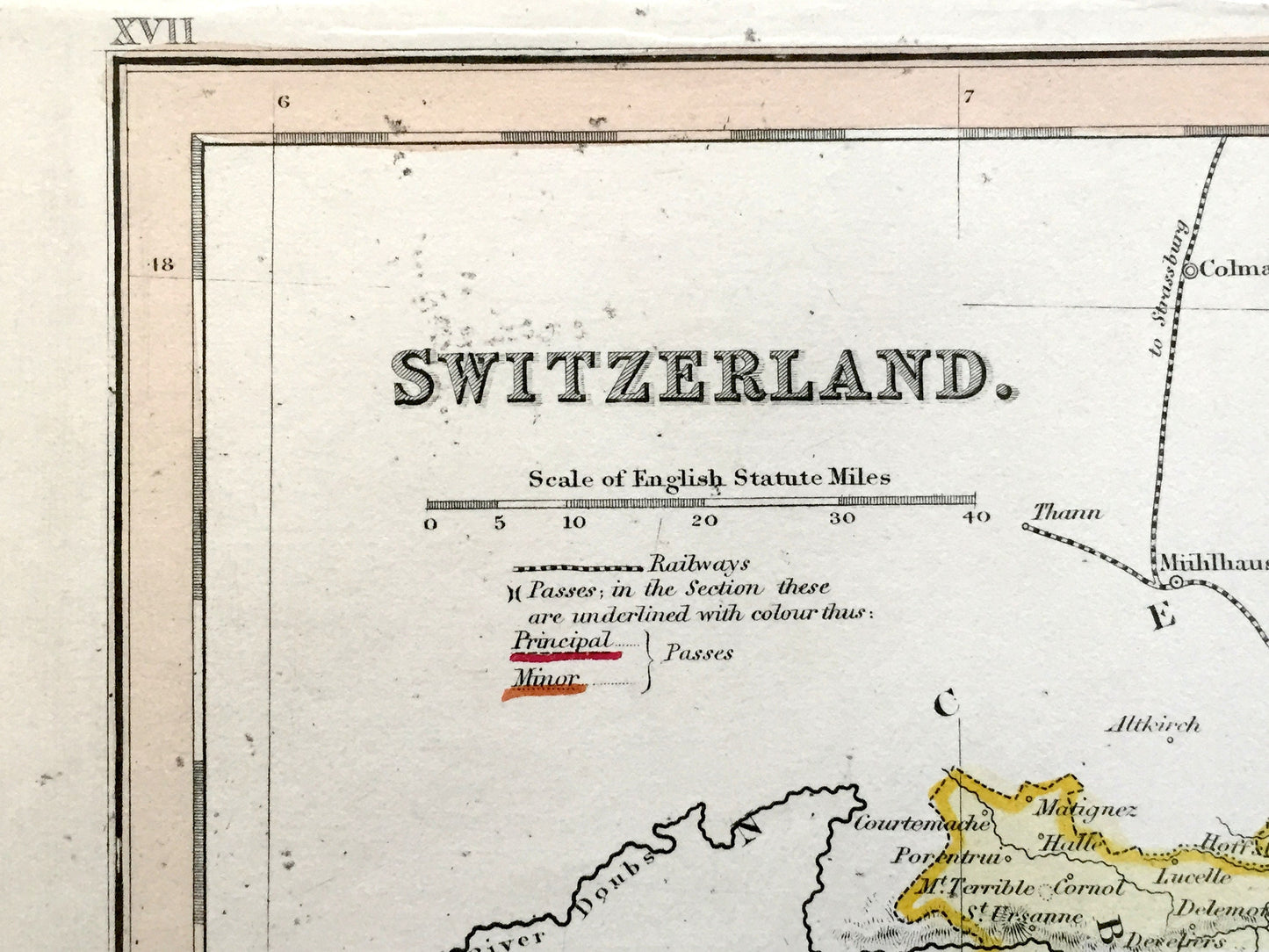 Antique 1850 Switzerland Map by John Dower, Ward & Lock – Germany, Liechtenstein, Zurich, Lucerne, Lake Geneva, Alps, Mountains Active